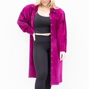 Vintage vibrant fuchsia genuine suede coat